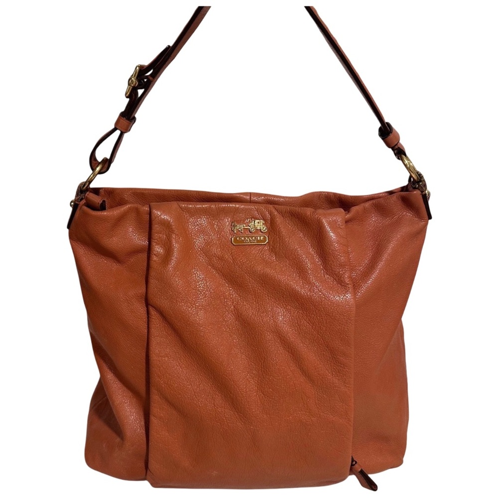 Coach Madison Isabelle Pebble Leather Hobo Bag Cognac/Saddle/Orange Shoulder Bag - Picture 4 of 16